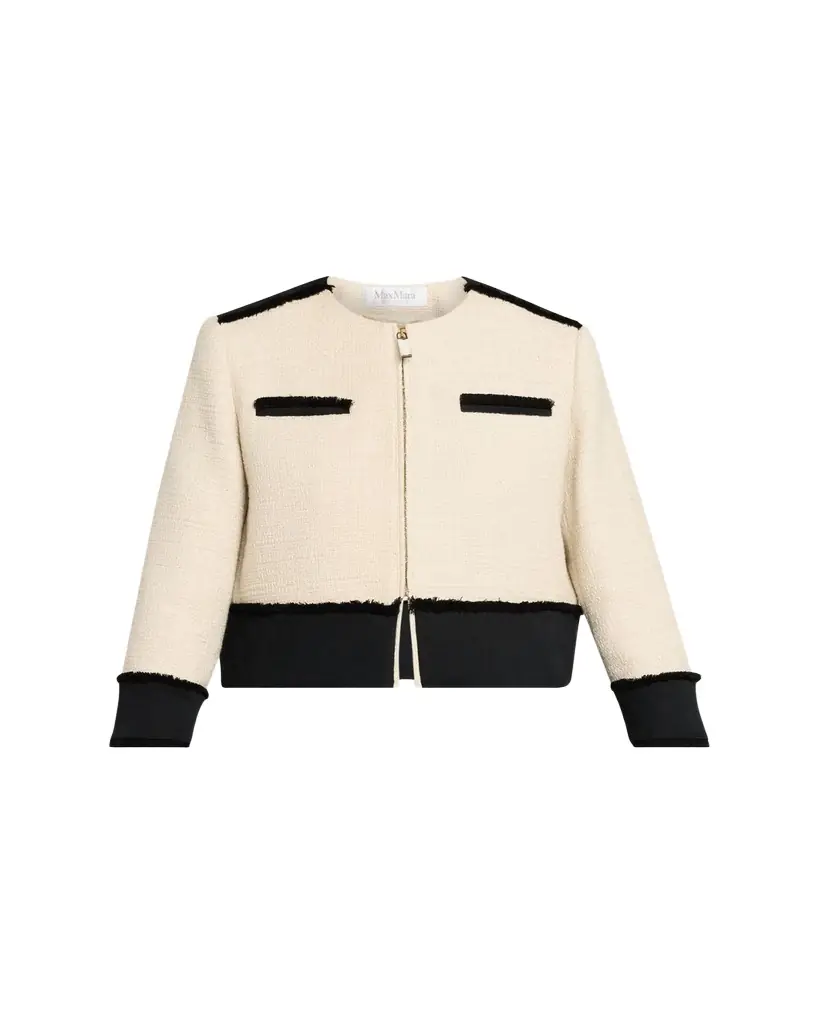 Max Mara Woven Fringe-Trim Crop Jacket