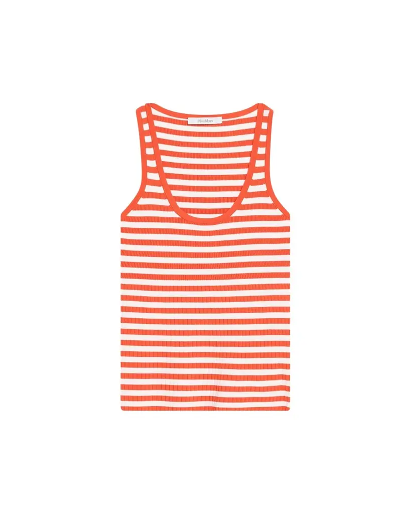 Max Mara Coral Striped Rib Tank Top
