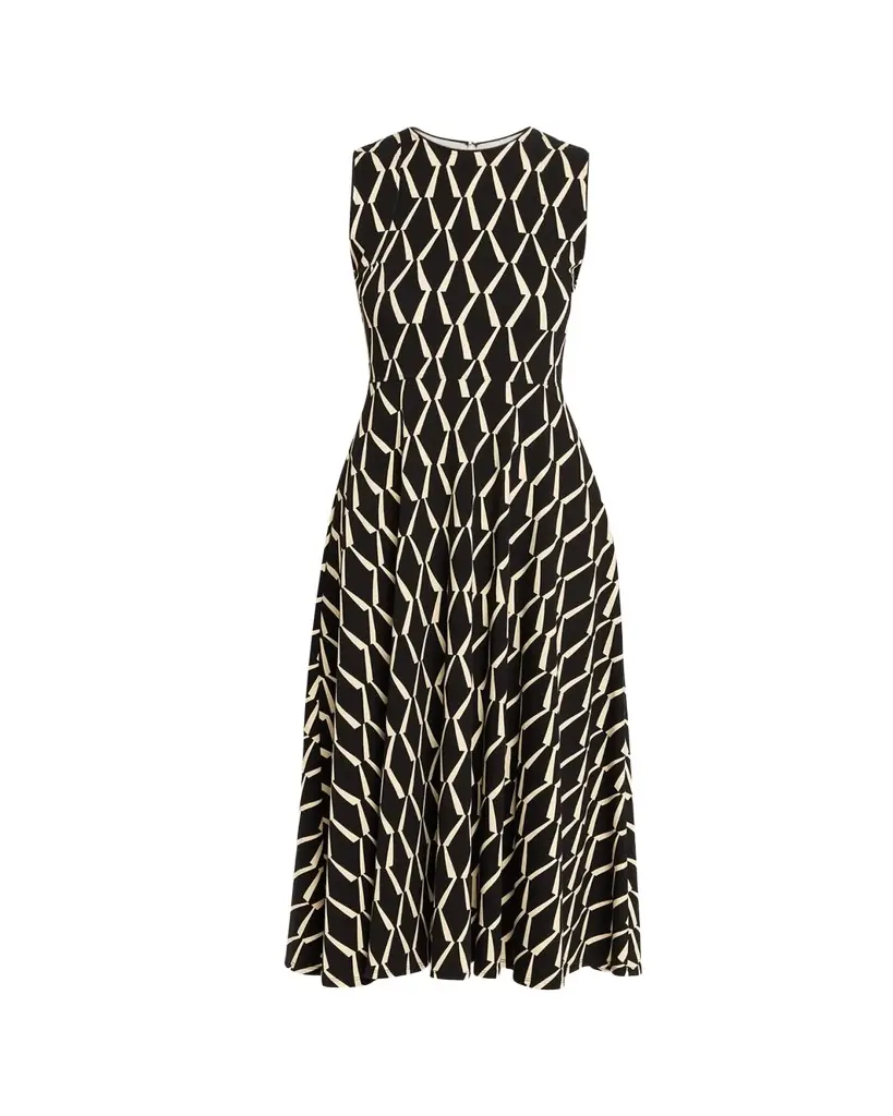 Max Mara Sleeveless Geometric-Print Jersey Midi Dress