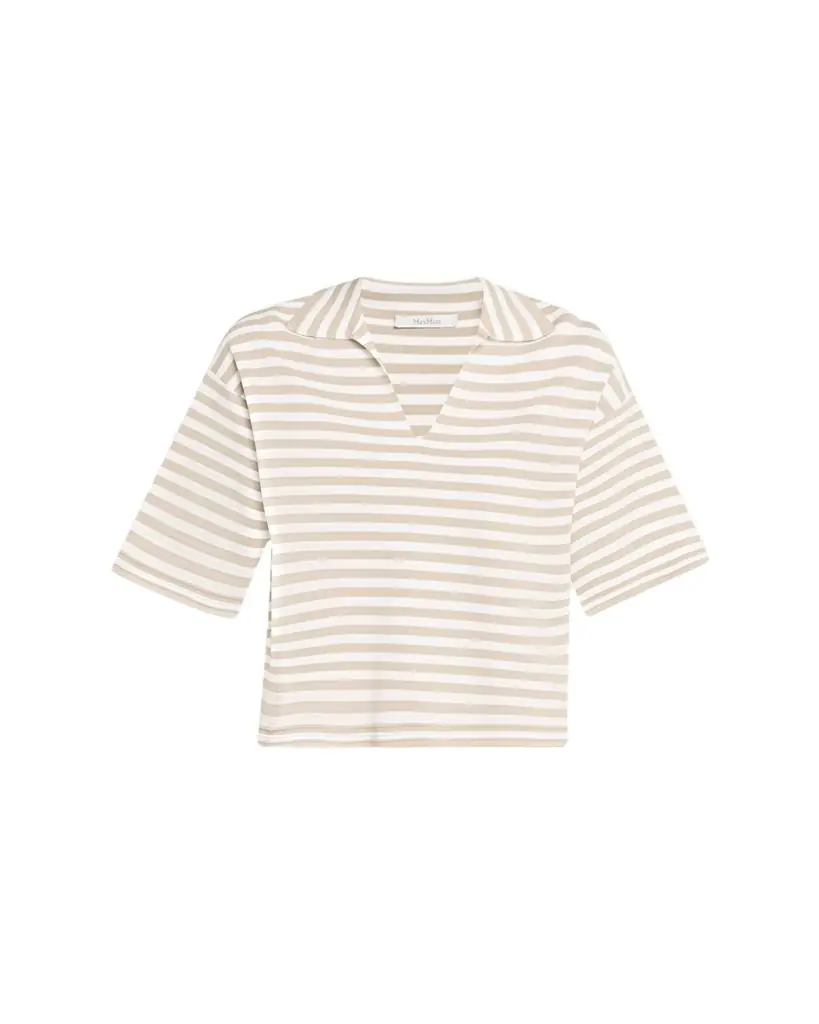 Max Mara Striped Short-Sleeve Oversized Polo Top