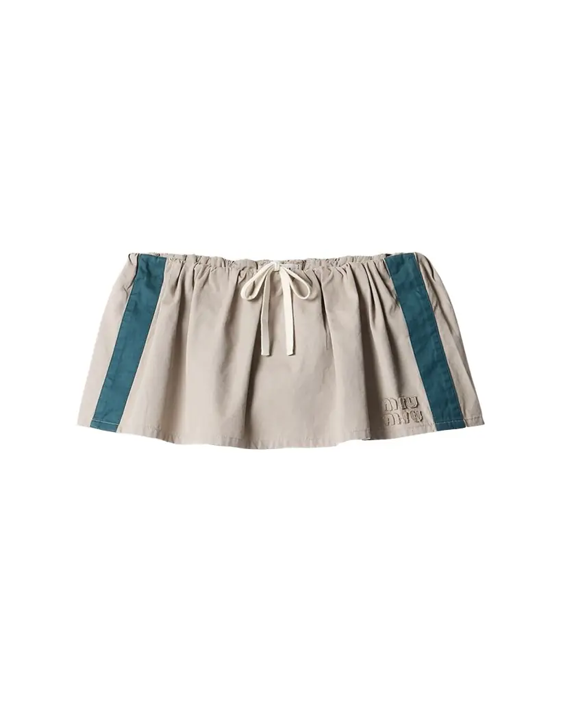 Miu Miu Washed Cotton Twill Pull-On Mini Skirt