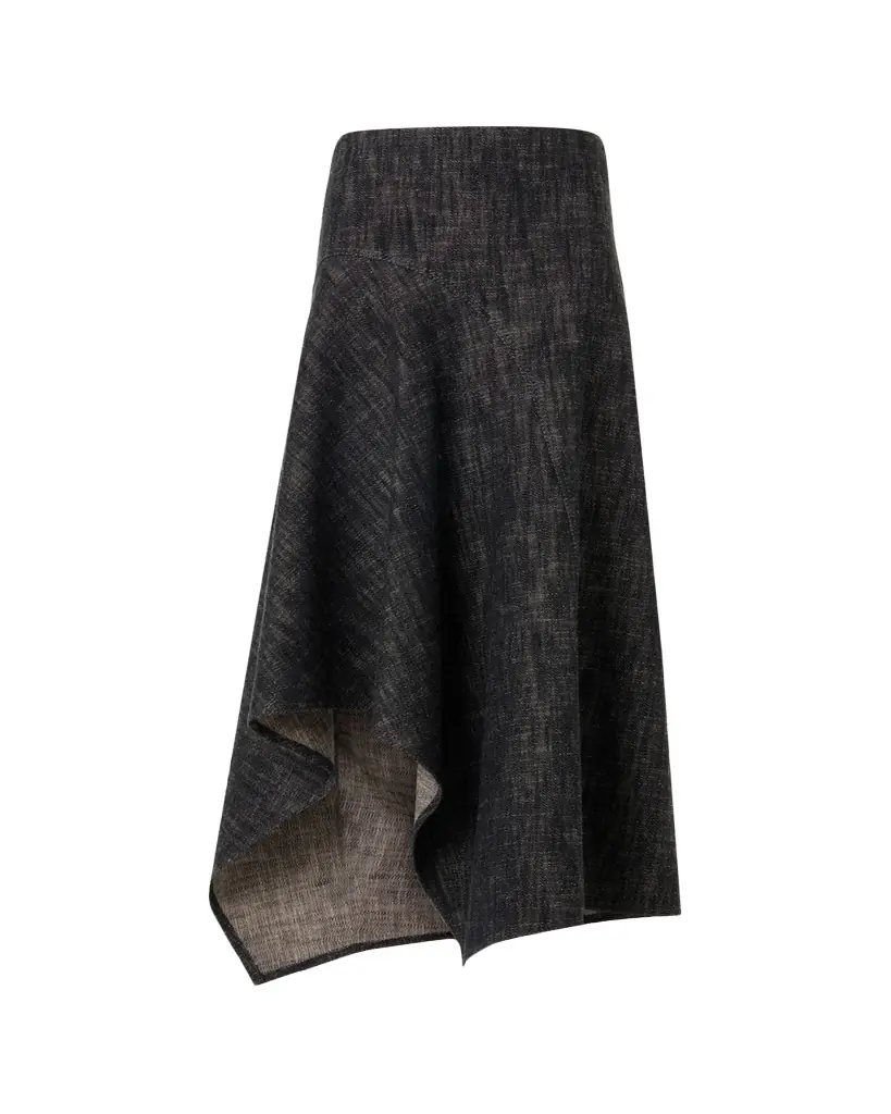 Akris punto Washed Heavyweight Cotton Denim Midi Skirt