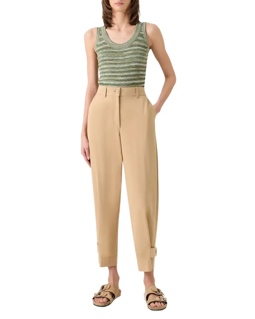 Akris punto Scoop-Neck Space Dye Merino Wool Rib Tank Top