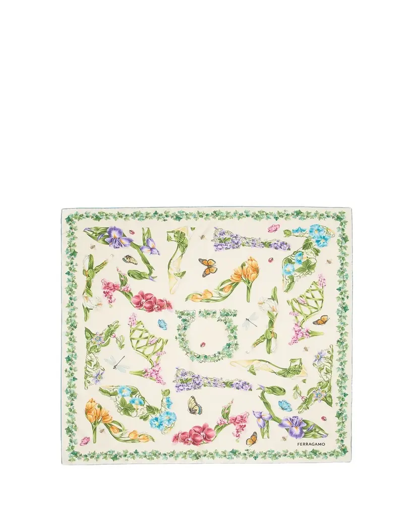 Ferragamo Eden Shoes-Print Silk Scarf