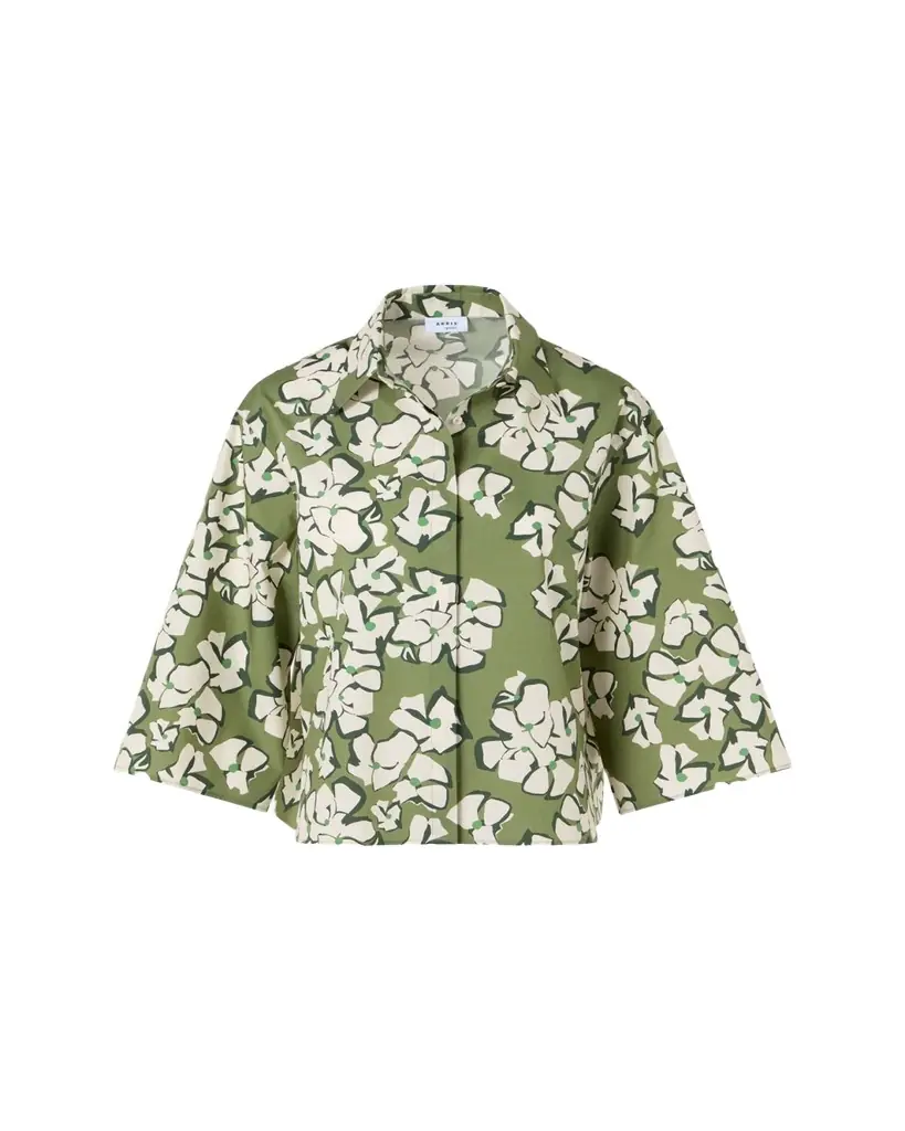 Akris punto Papercut Flower Print Cotton Poplin Button-Down Shirt