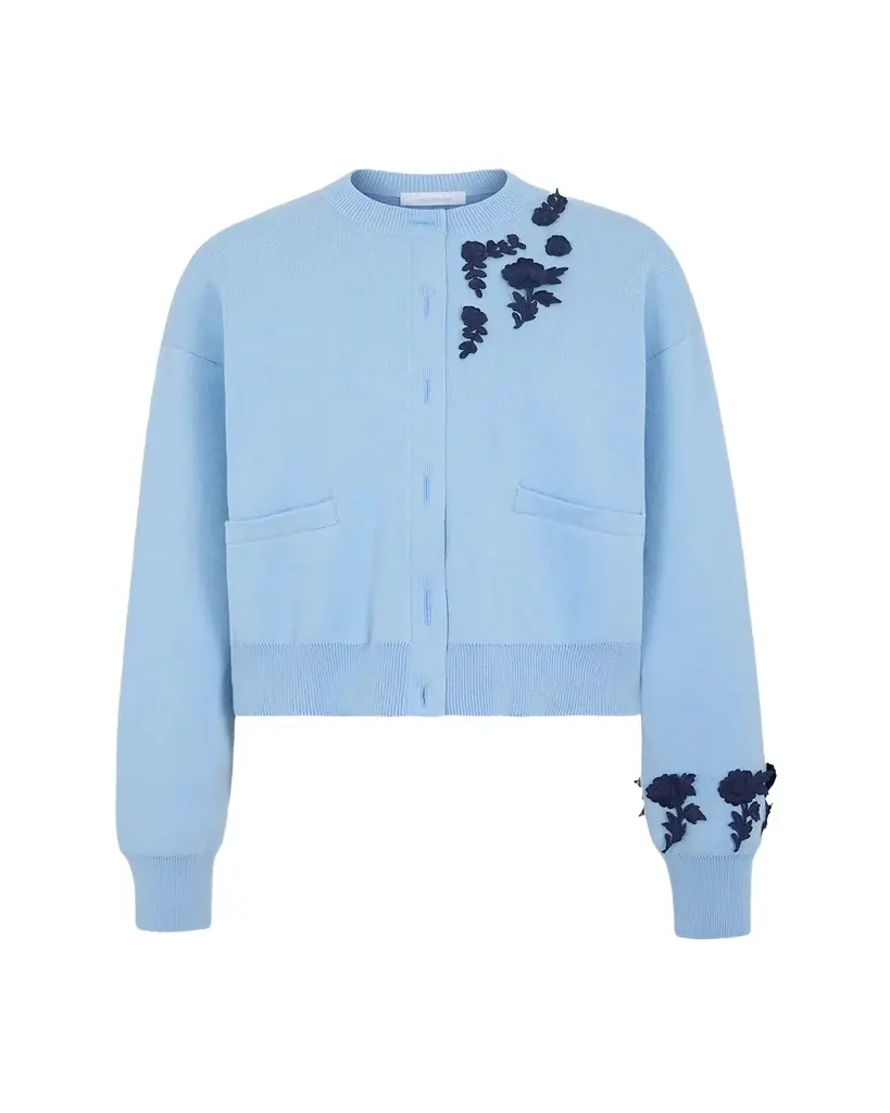 Rabanne Floral Embroidered Crewneck Cardigan