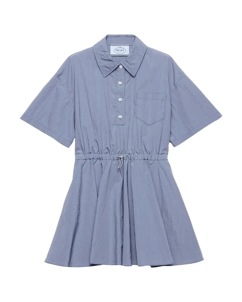 Prada Re-Nylon Drawstring Mini Shirtdress