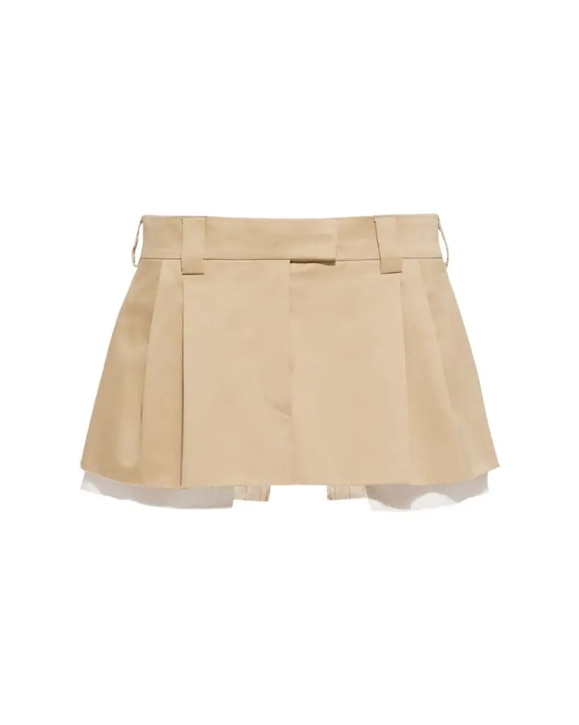 Miu Miu Raw-Edge Pleated Mini Skirt