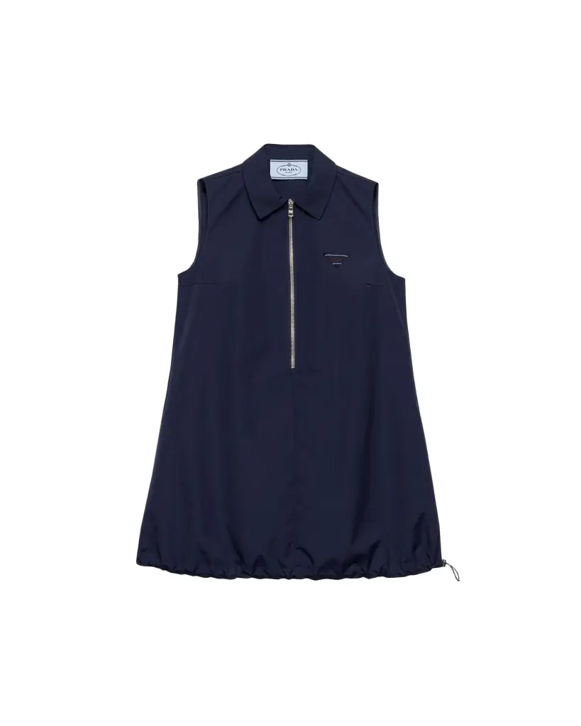 Prada Sleeveless Cotton Drawstring Mini Polo Dress