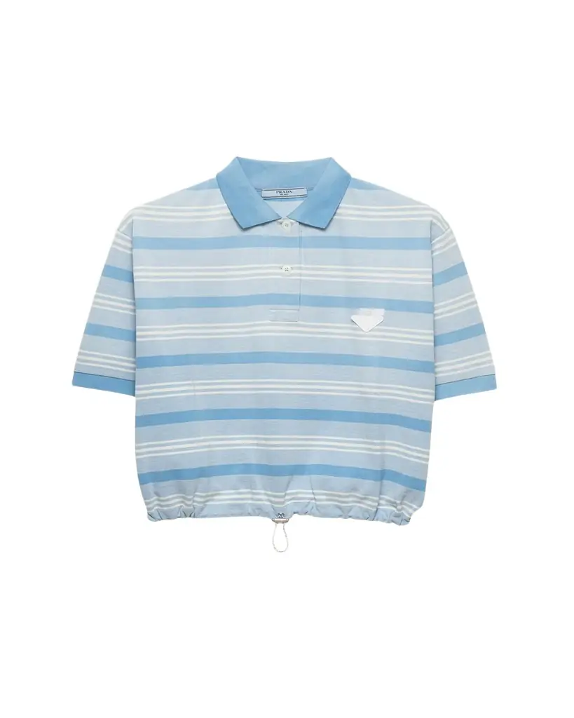 Prada Cropped Striped Piqué Polo Shirt