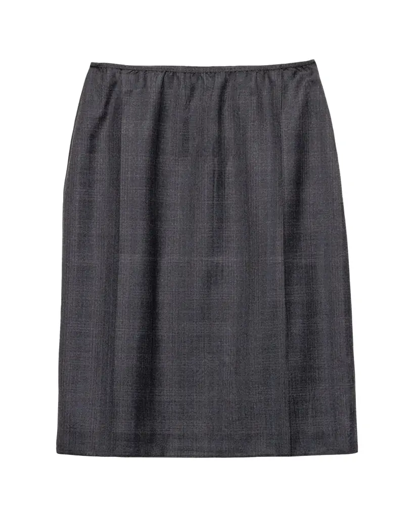 Prada Wool Check Midi Skirt