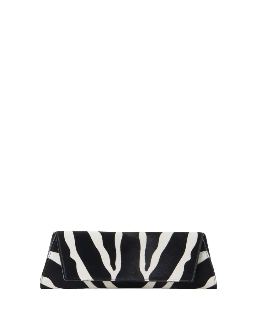 Akris Small Zebra-Print Calf Hair Clutch Bag