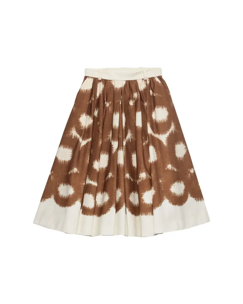 Prada Abstract-Print Canvas Pleated A-Line Skirt