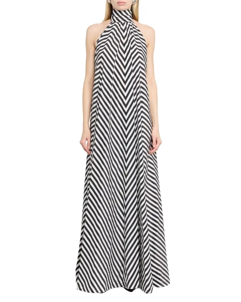 Ralph Lauren Collection Piper Striped Silk-Blend Evening Dress