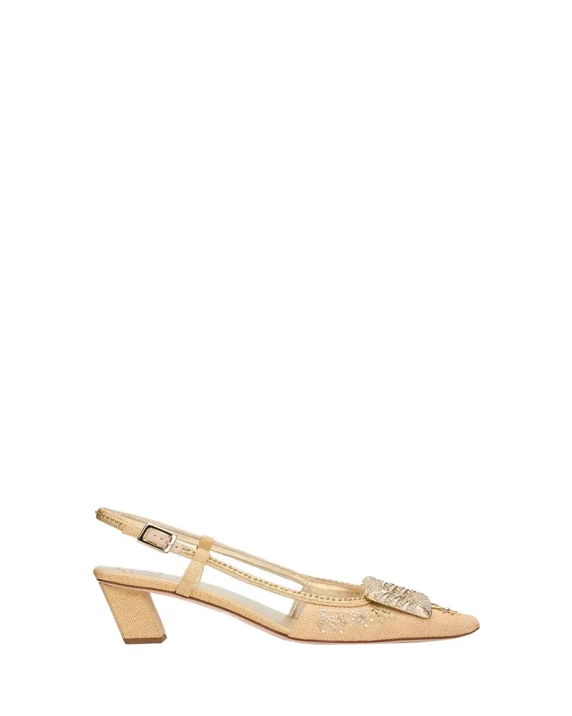 Roger Vivier 45mm Belle Vivier Embellished Canvas Slingback Pumps