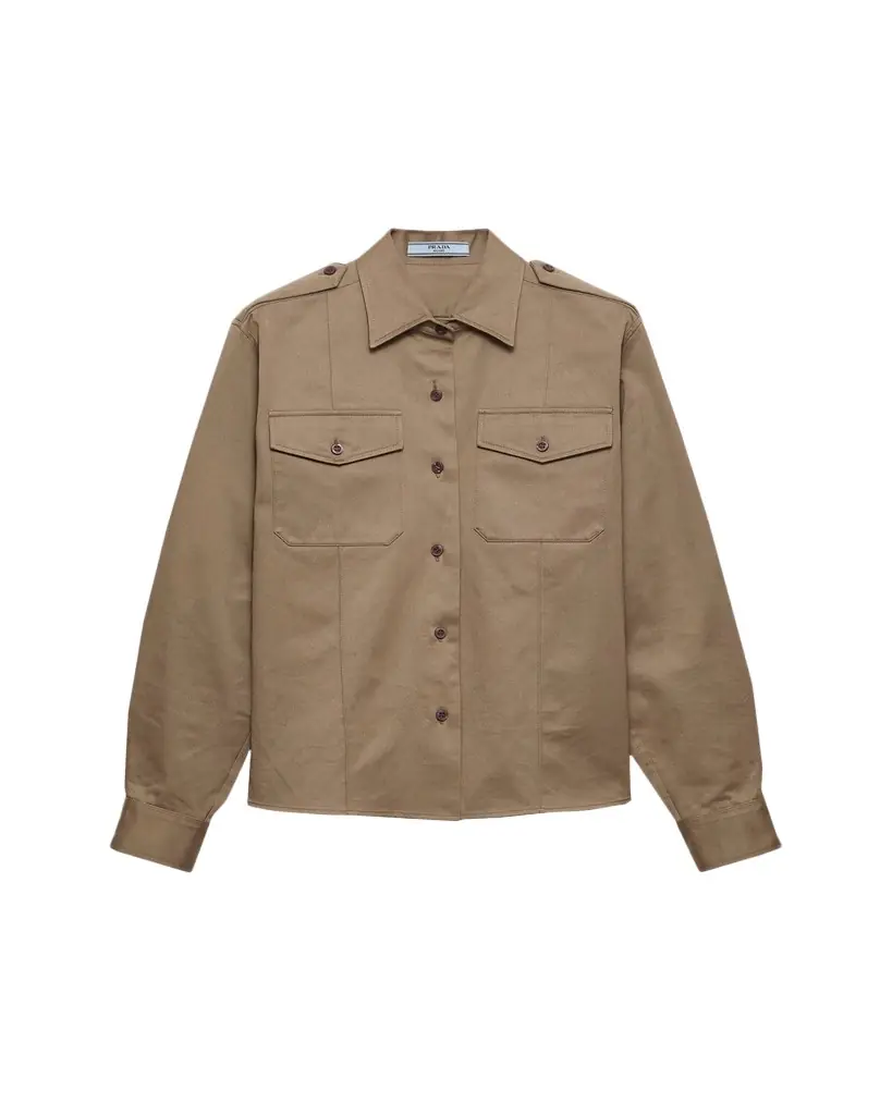 Prada Long-Sleeve Cotton Twill Utility Shirt