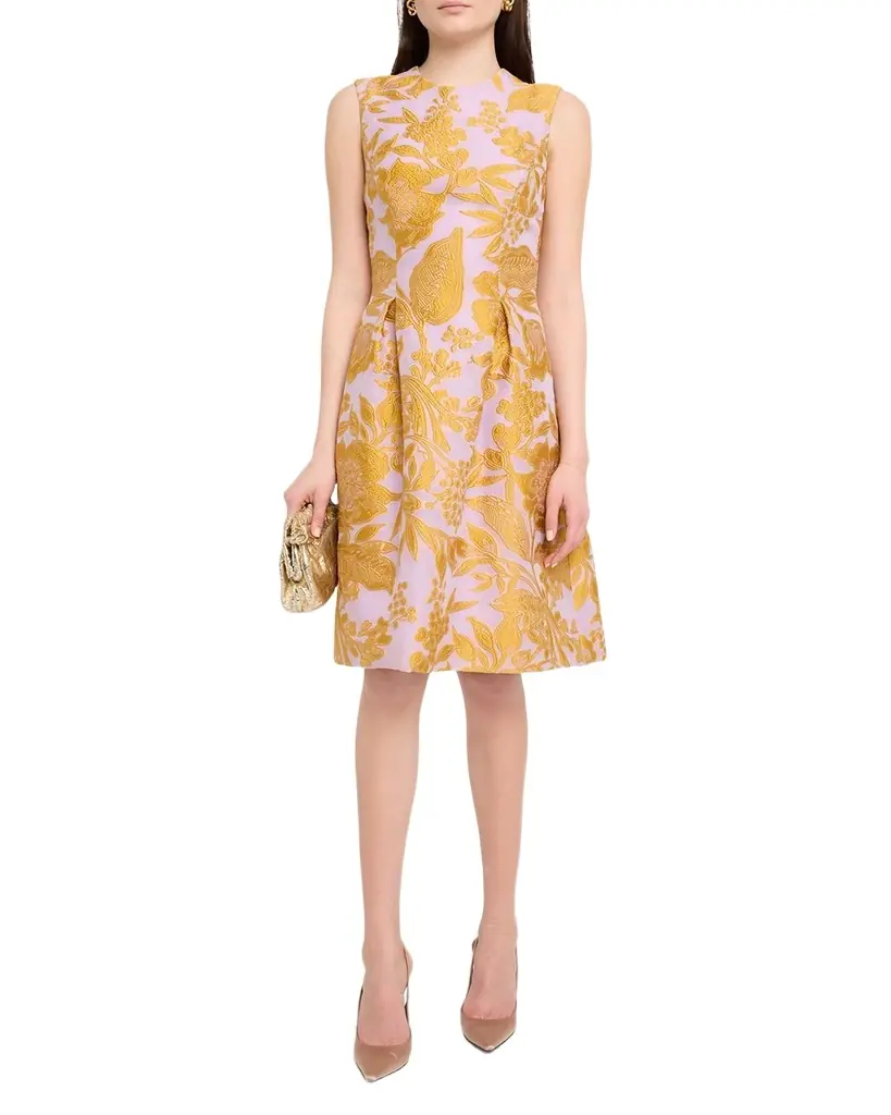 Lela Rose Floral Fil Coupe Off-The-Shoulder Gown