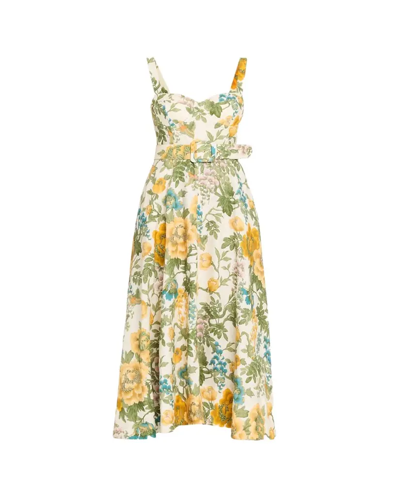 Cara Cara Calypso Floral Linen Midi Dress