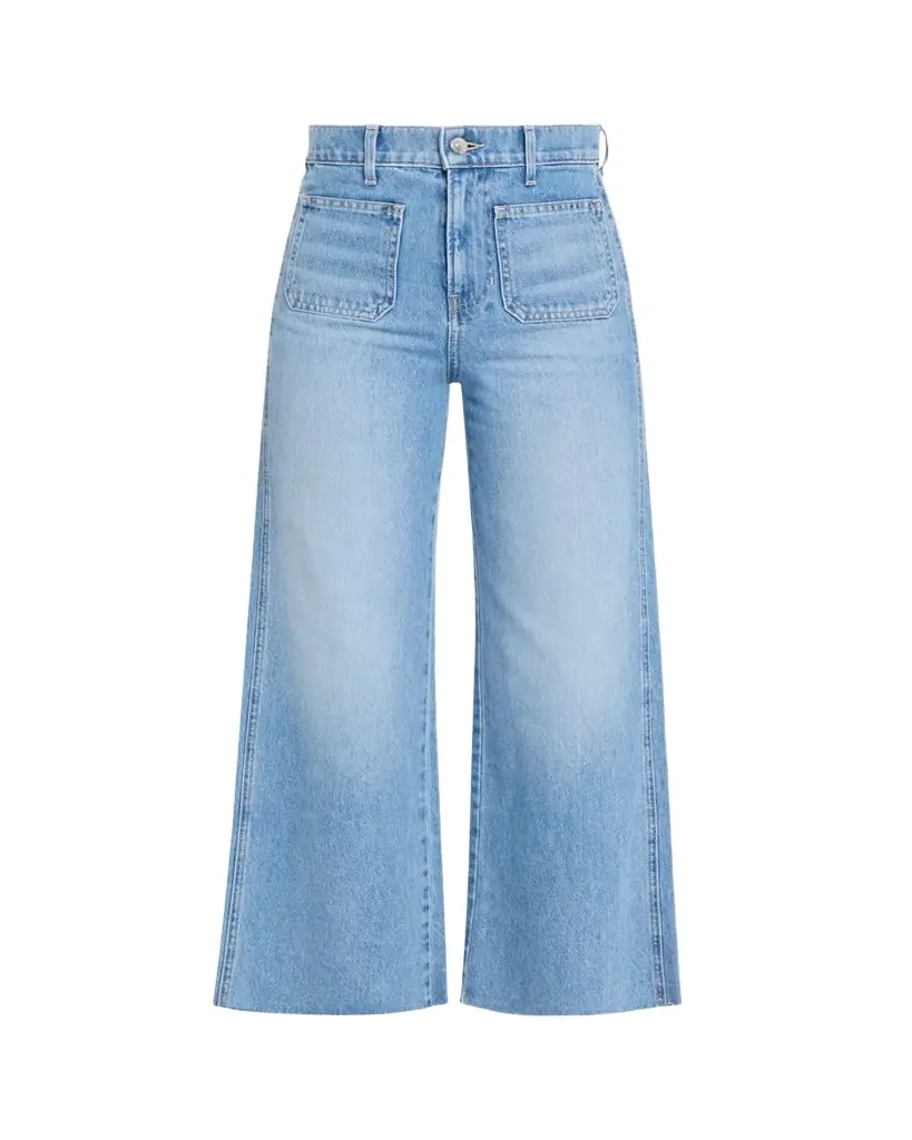 Veronica Beard Taylor Cropped High-Rise Wide Jeans