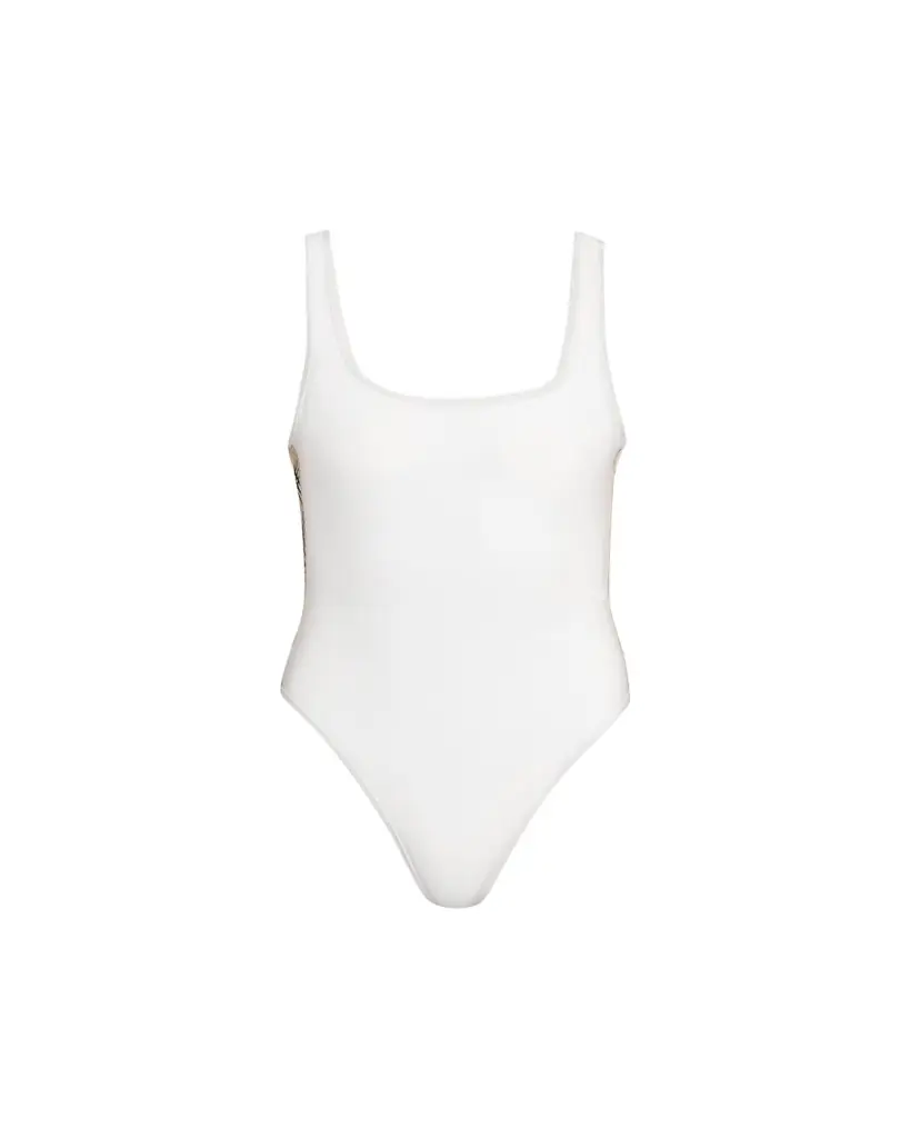 Burberry Sorcha Check Trim One-Piece Swimsuit