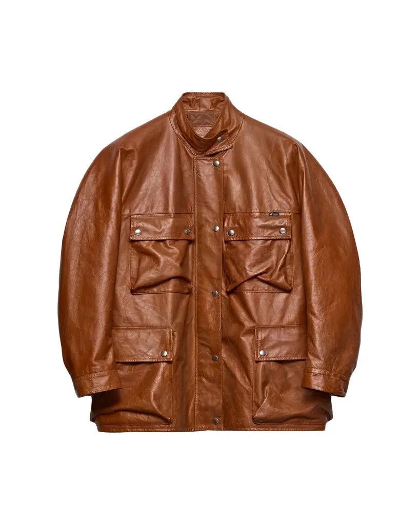 Prada Vitello Leather Old Utility Jacket