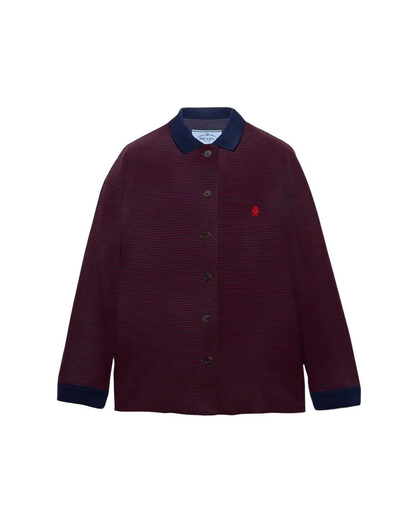 Prada Striped Cotton Pique Shirt Jacket