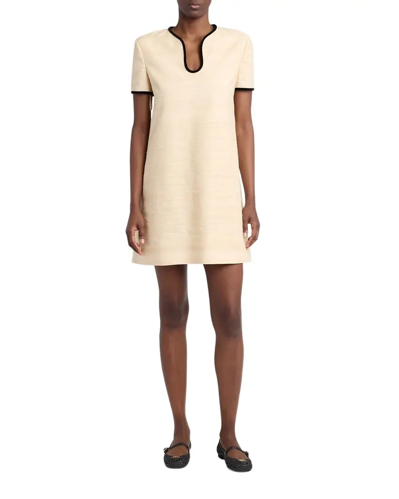 Valentino Garavani Woven Silk Short-Sleeve Mini Dress