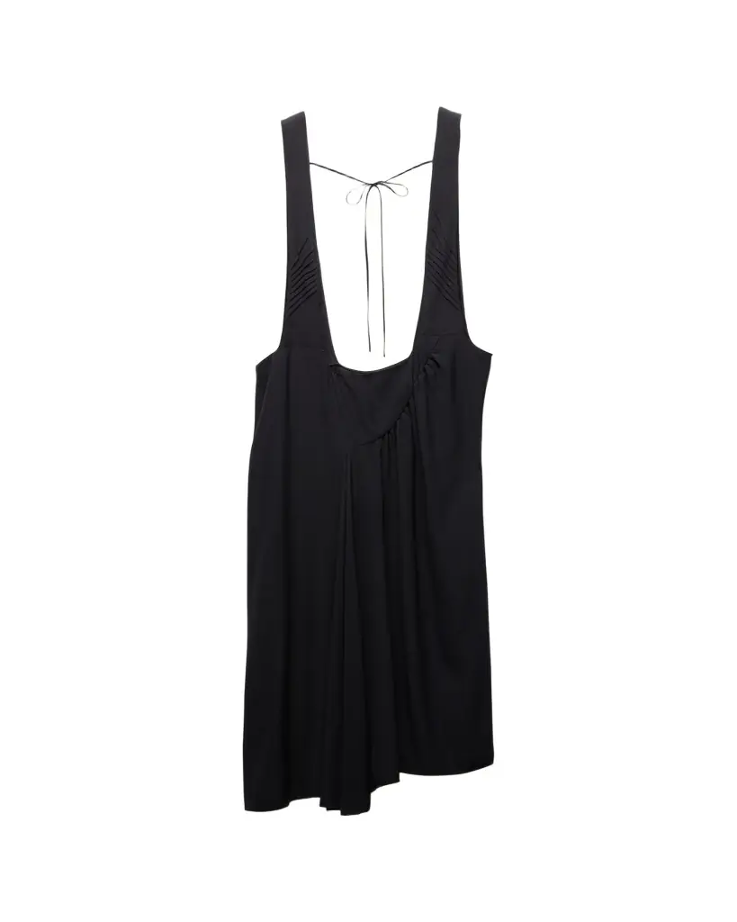 Prada Gathered Sable Midi Suspender Skirt