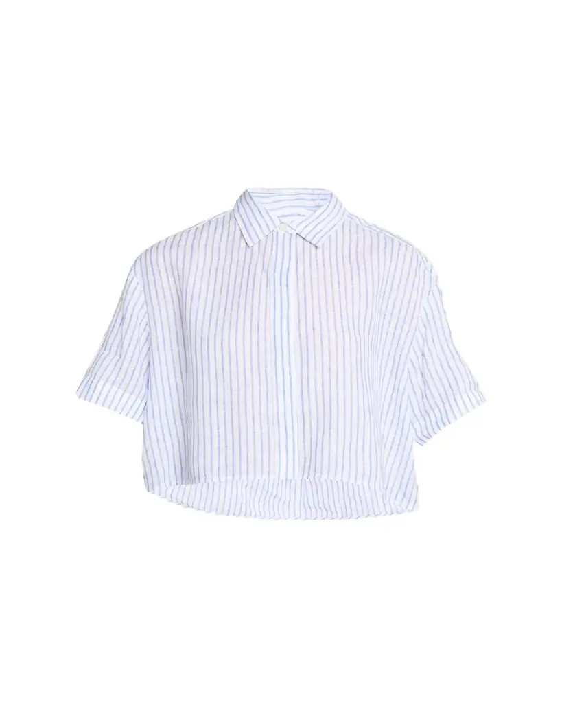 A.L.C. Mel Stripe Linen Cropped Shirt