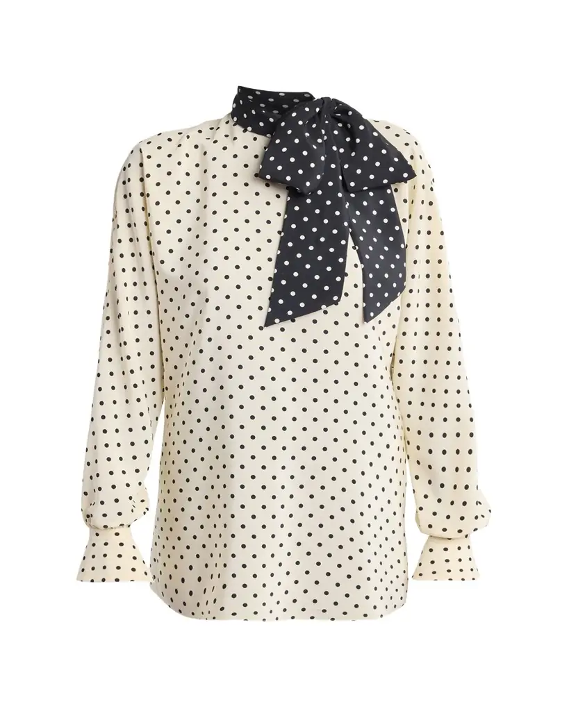 Valentino Garavani Polkda-Dot Silk Crepe De Chine Neck Scarf Top