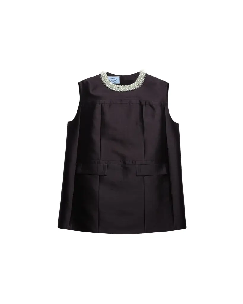 Prada Beaded Shantung Silk Mini Dress