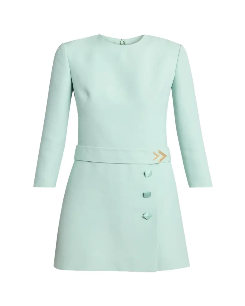 Valentino Garavani Crepe Couture Belted VLogo Mini Dress