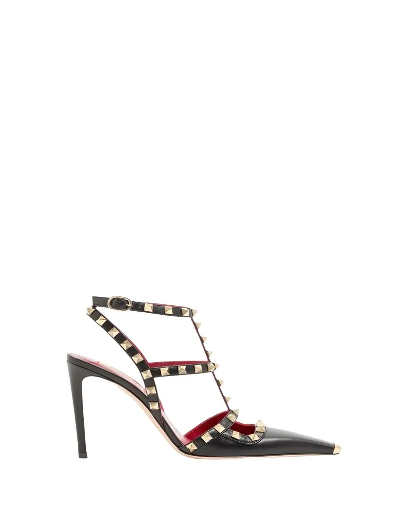 Valentino Garavani 100mm Rockstud Leather Ankle-Strap Pumps