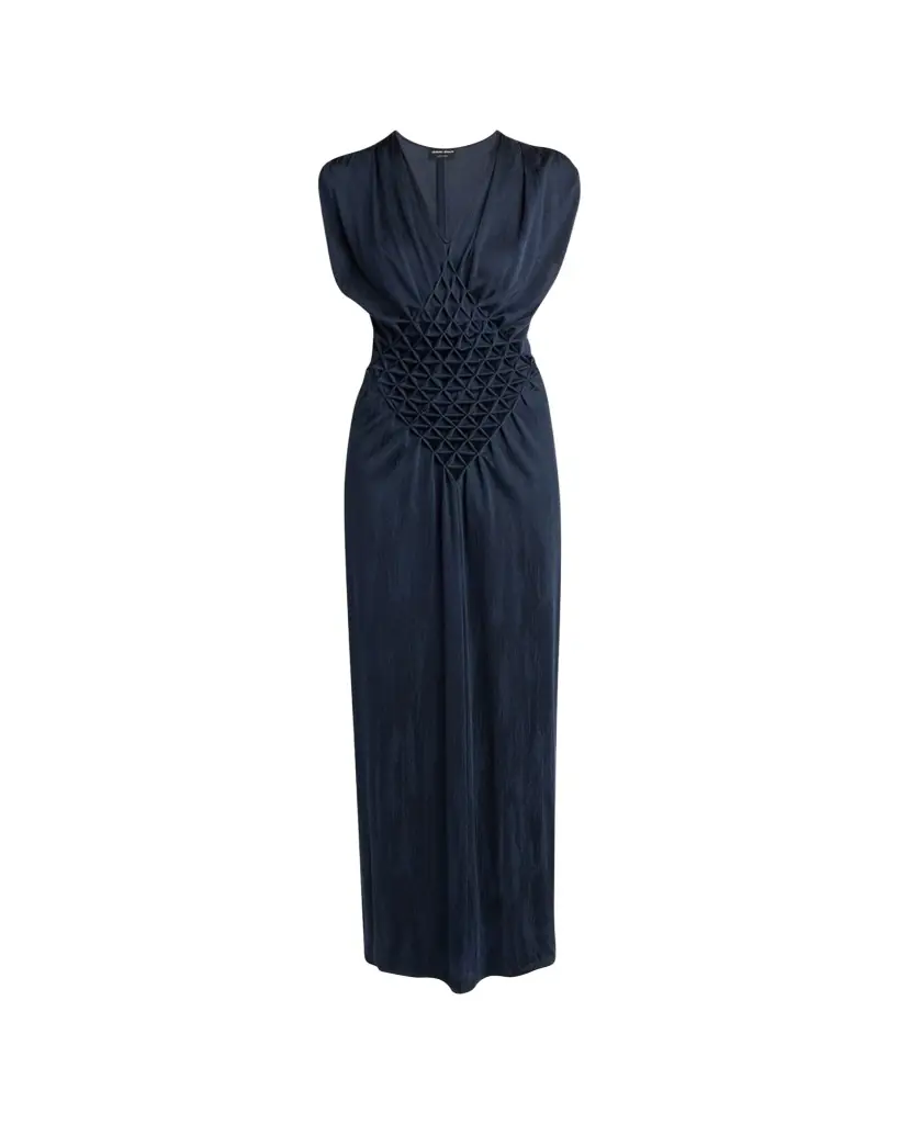 Giorgio Armani Diamond Pleat Sleeveless Maxi Dress