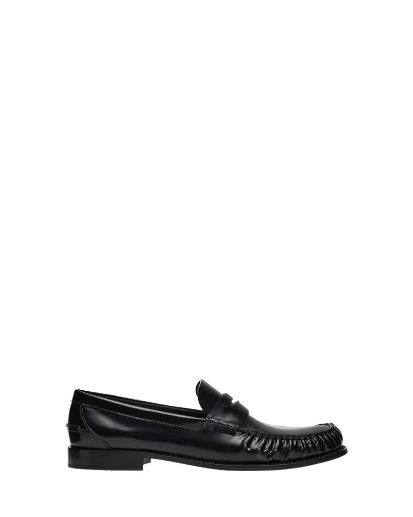 Prada 20mm Leather Moc-Toe Penny Loafers