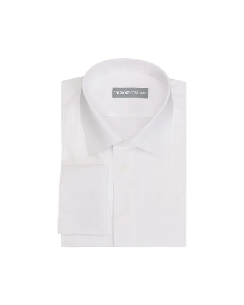 Bergdorf Goodman Men's Cotton Plisse-Front French Cuff Dress Shirt