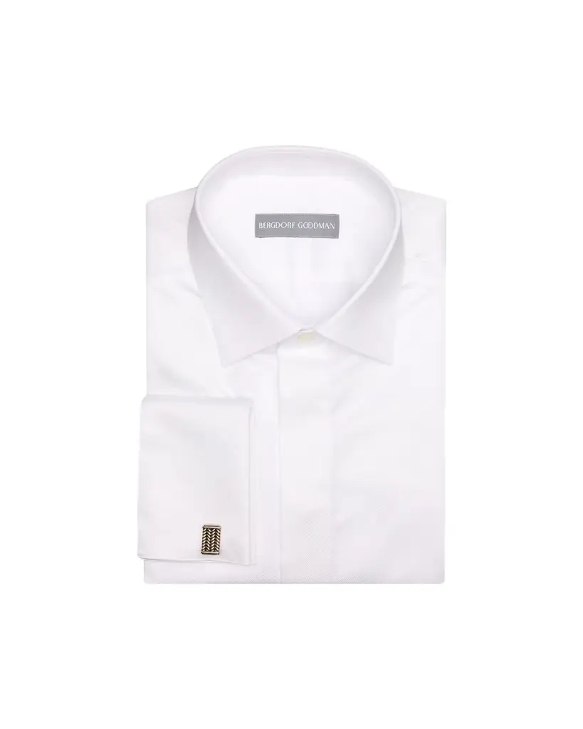 Bergdorf Goodman Men's Cotton Micro-Textured French Cuff Dress Shirt