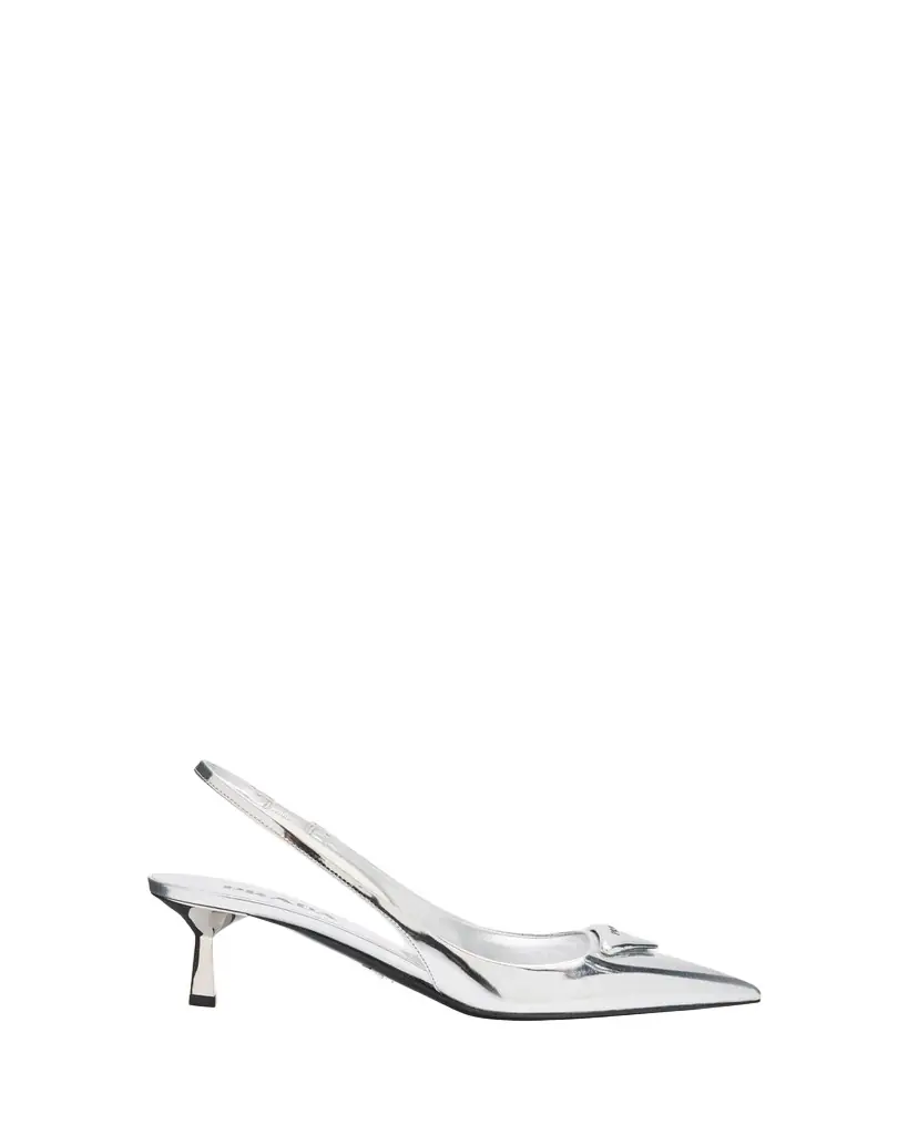 Prada 55mm Metallic Leather Slingback Pumps