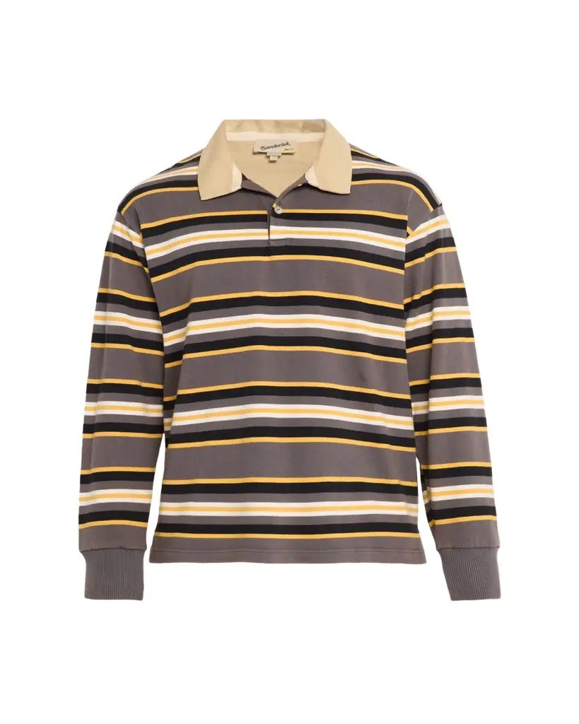 Sanderlak Men's Rugby Striped Polo Shirt