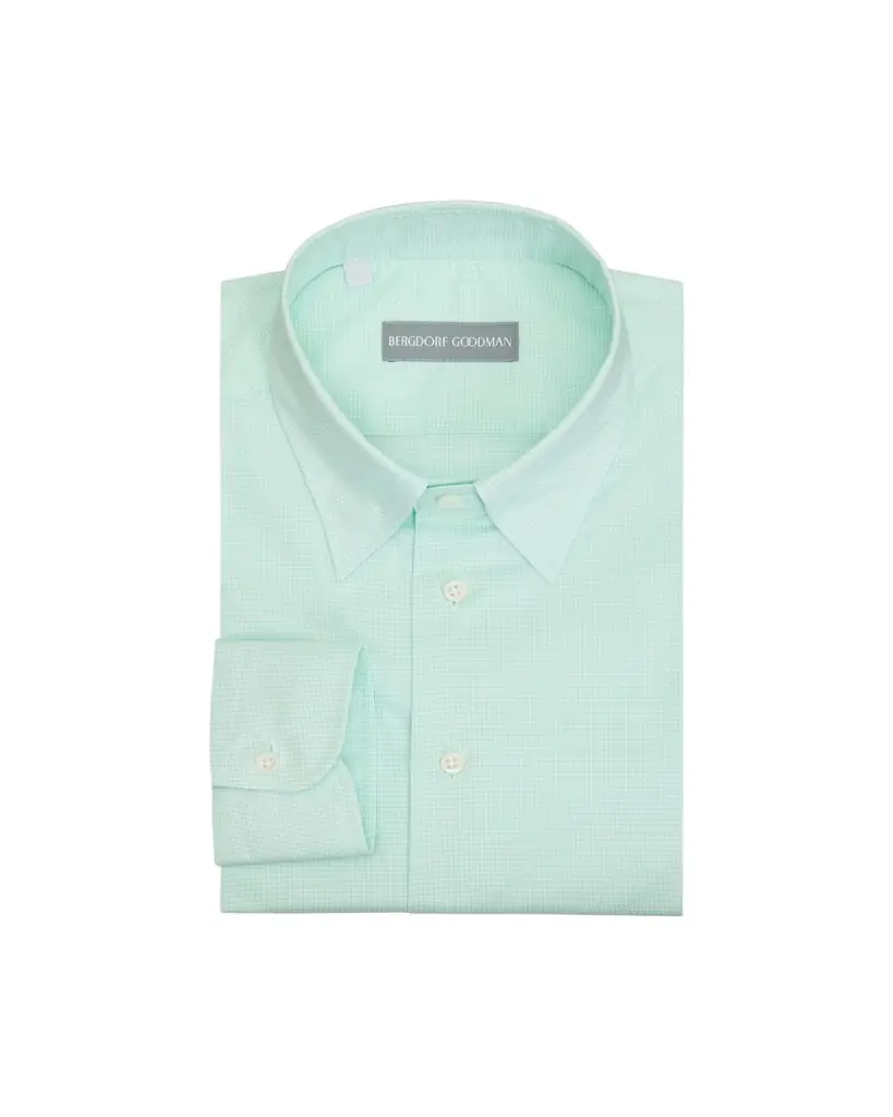 Bergdorf Goodman Men's Cotton Micro-Check Point Collar Dress Shirt