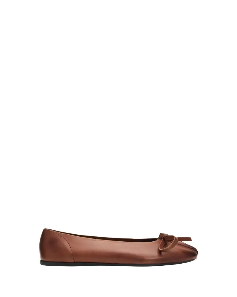 Prada Antiqued Leather Ballerina Flats