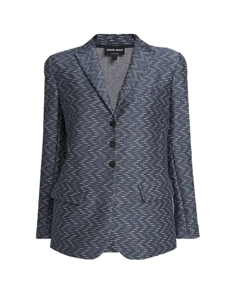 Giorgio Armani Zigzag Jacquard Cashmere Single-Breasted Jacket