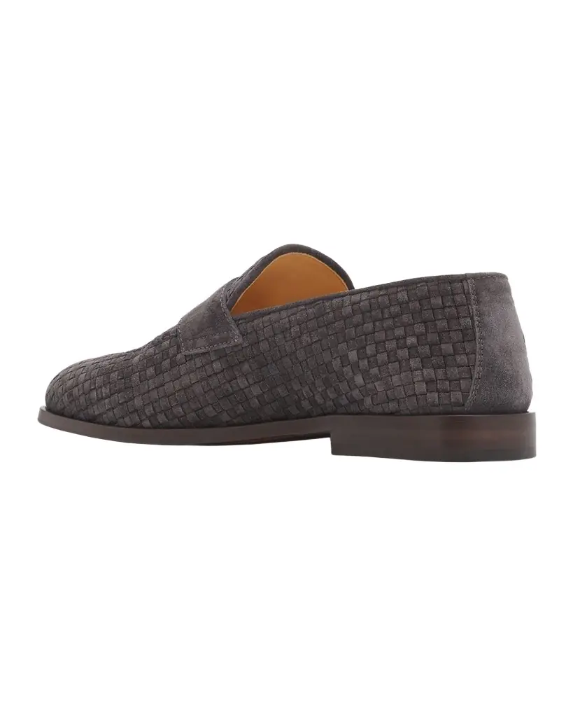 Brunello Cucinelli Men 's Woven Suede Penny Loafers