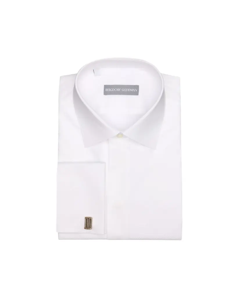 Bergdorf Goodman Men's Cotton Piquet-Front French Cuff Dress Shirt