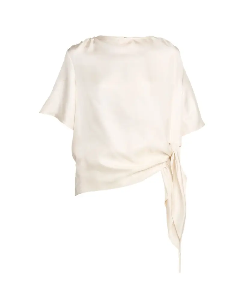 Loulou De Saison Mano Asymmetric Knotted Silk Blouse
