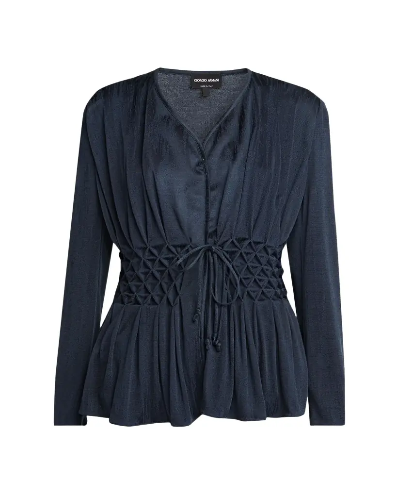 Giorgio Armani Smocked Jacquard Jersey Jacket