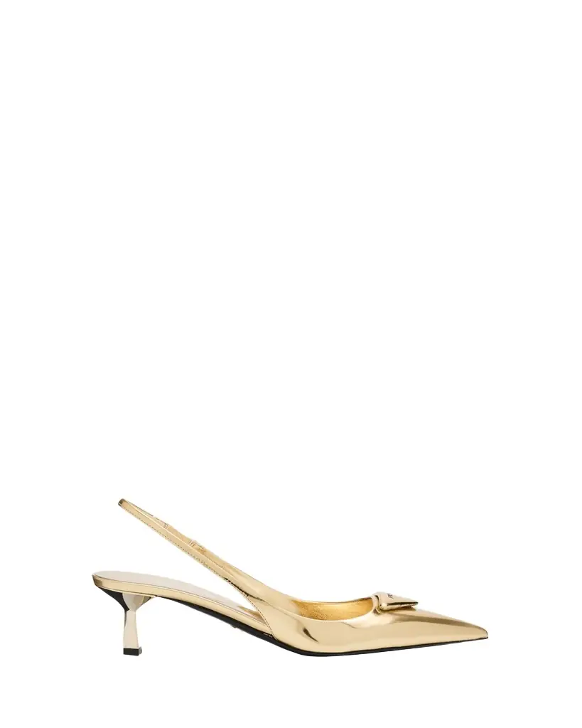 Prada 55mm Metallic Leather Slingback Pumps