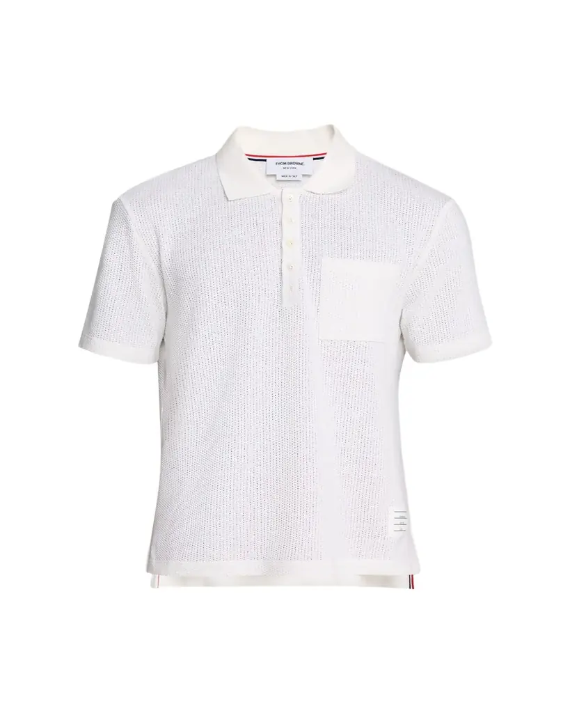 Thom Browne Men's Textured Cotton and Linen Polo Shirt