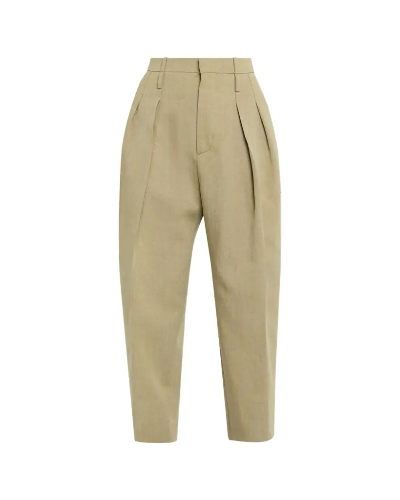 Bottega Veneta Double-Pleated Wool Straight-Leg Trousers