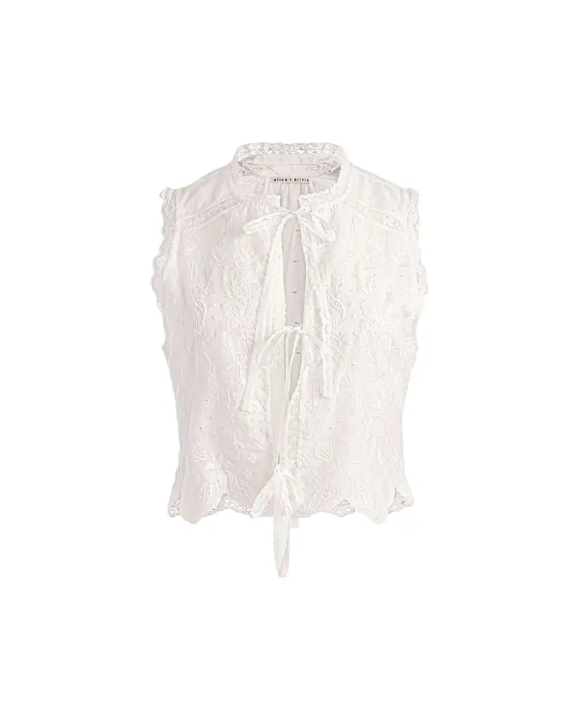 ALICE + OLIVIA Amal Embroidered Tank Top